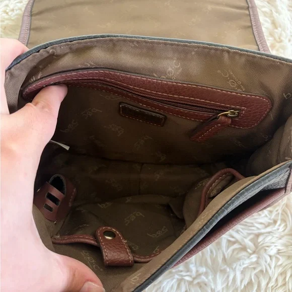 boc Brown and Black Leather Crossbody Satchel - Picture 4 of 6